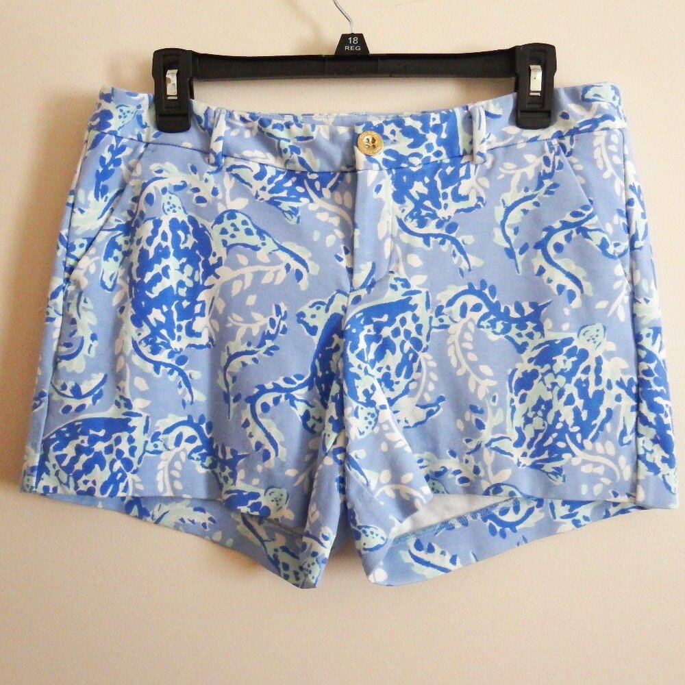 Lilly Pulitzer Blue/White Knit Shorts Turtles  8